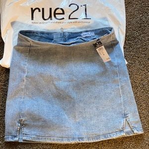 Jean Short Midi Skirt